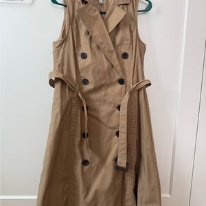 Tan Sleeveless Trench Dress